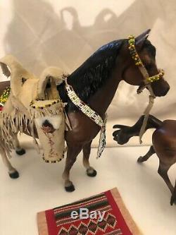 Vintage Breyer Horse RARE Custom Native American Beaded Leather High Quality Set