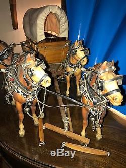 Vintage Breyer Horses & Covered Wagon Detailed Leather Harness Clydesdale