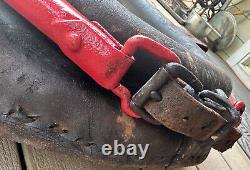 Vintage Brown And Red Leather Horse Collar With Mirror Frame with Brass Horns