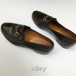 Vintage Brown Gucci Mens Horse Bit Loafers Slip On Shoes 10.5 M
