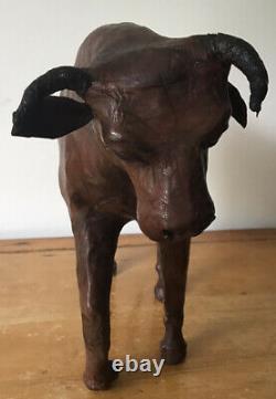 Vintage, Brown Leather, Farmyard Bull With Glass Eyes