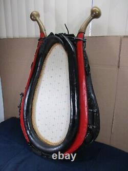 Vintage Brown Leather Horse Collar for Picture or Mirror Frame with Brass Horns