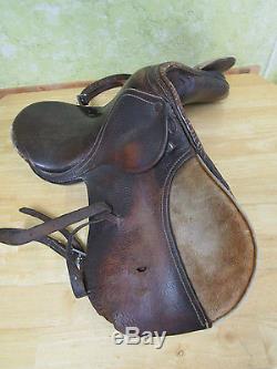Vintage Brown Leather Horse Pony Saddle Equestrian Tack