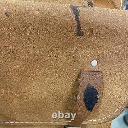 Vintage Brown Leather Motorcycle Horse Riding Saddle Bag Buckles Distressed