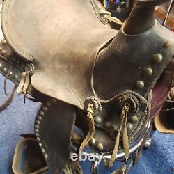 Vintage Brown Leather Western Horse Saddle Horseback Sturdy