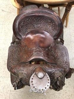 Vintage Buck Foster Leather & Silver Full Size Horse Saddle
