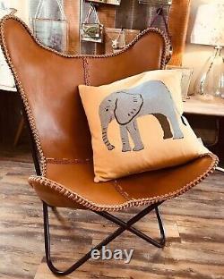 Vintage Buffalo Ten Leather Relax Arm Chair Handmade Butterfly Chair Home Decor