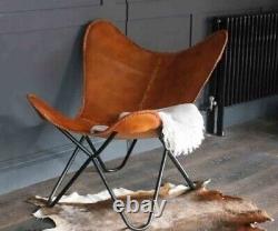 Vintage Buffalo Ten Leather Relax Arm Chair Handmade Butterfly Chair Home Decor