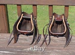 Vintage Butter Soft Leather Western Saddle Stirrups w TAPADEROS Ranch Horse