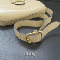 Vintage CELINE Horse Carriage HW Shoulder Bag Ivory Leather From Japan Rank BC