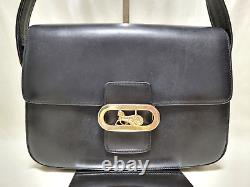 Vintage CELINE Horse Carriage Shoulder Bag Leather Black Auth From Japan A0106