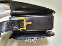 Vintage CELINE Horse Carriage Shoulder Bag Leather Black Auth From Japan A0106