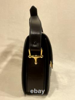 Vintage CELINE Shoulder Bag Horse Carriage Leather Black Rank AB Auth
