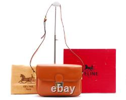 Vintage CELINE Shoulder Bag Horse Carriage Leather Brown Authentic
