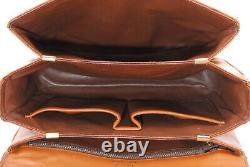 Vintage CELINE Shoulder Bag Horse Carriage Leather Brown Gold Authentic