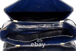 Vintage CELINE Shoulder Bag Horse Carriage Leather Dark Navy Authentic