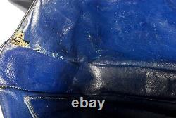 Vintage CELINE Shoulder Bag Horse Carriage Leather Dark Navy Authentic