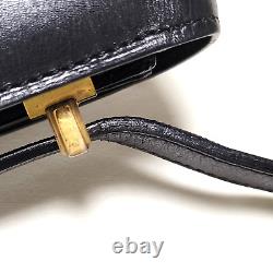 Vintage CELINE Shoulder Bag Horse Carriage Leather Purse Black Authentic