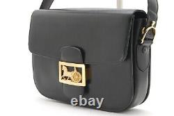 Vintage CELINE Shoulder bag Horse Carriage Leather Black Authentic