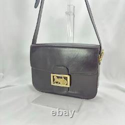 Vintage CELINE Shoulder bag Horse Carriage Leather Dark Brown Authentic 4000431