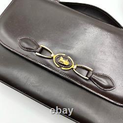 Vintage CELINE shoulder bag Horse Carriage Brown From JAPAN Auth 0078