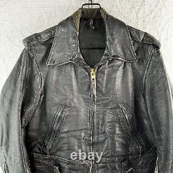 Vintage Cal Leather Jacket Horse Hide CHP 60s Black Motorcycle LAPD Patrol Coat