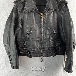 Vintage Cal Leather Jacket Horse Hide CHP 60s Black Motorcycle LAPD Patrol Coat