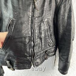 Vintage Cal Leather Jacket Horse Hide CHP 60s Black Motorcycle LAPD Patrol Coat