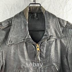 Vintage Cal Leather Jacket Horse Hide CHP 60s Black Motorcycle LAPD Patrol Coat