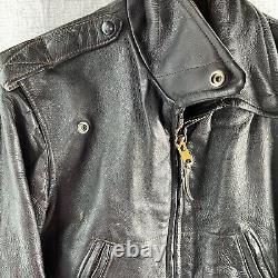 Vintage Cal Leather Jacket Horse Hide CHP 60s Black Motorcycle LAPD Patrol Coat