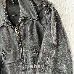 Vintage Cal Leather Jacket Horse Hide CHP 60s Black Motorcycle LAPD Patrol Coat