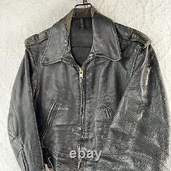 Vintage Cal Leather Jacket Horse Hide CHP 60s Black Motorcycle LAPD Patrol Coat