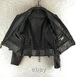 Vintage Cal Leather Jacket Horse Hide CHP 60s Black Motorcycle LAPD Patrol Coat