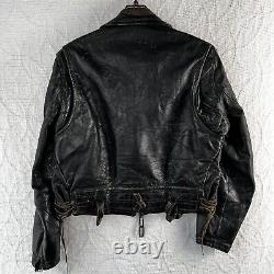 Vintage Cal Leather Jacket Horse Hide CHP 60s Black Motorcycle LAPD Patrol Coat