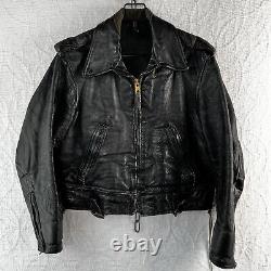 Vintage Cal Leather Jacket Horse Hide CHP 60s Black Motorcycle LAPD Patrol Coat