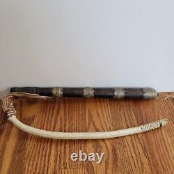 Vintage Camel/Horse Whip Leather Wood Metal Filigree Motifs/Braided Crop Tack