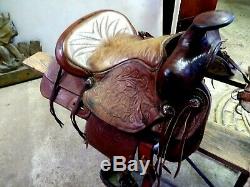 Vintage Carved Leather Western Horse Saddle