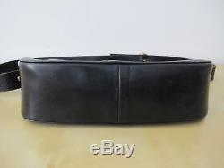 Vintage Celine Black Leather Classic Box Horse Carriage Buckle Shoulder Bag
