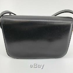 Vintage Celine Box Horse Carriage Black Leather Gold Shoulder Hand Bag 56009504