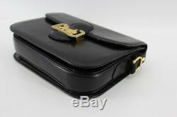 Vintage Celine Box Horse Carriage Saddle Black Leather Gold Shoulder Hand Bag