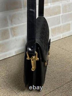 Vintage Celine Carriage Metal C Monogram Black Shoulder Bag Accessory Pouch