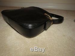 Vintage Celine Horse & Carriage Coach Logo Black Leather Shoulder Bag Purse Rare