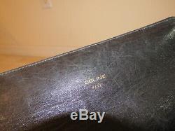 Vintage Celine Horse & Carriage Coach Logo Black Leather Shoulder Bag Purse Rare