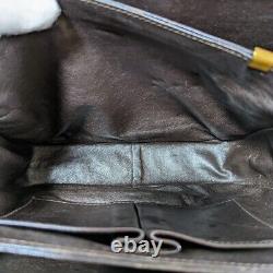 Vintage Celine Leather Shoulder bag Horse Carriage Dark Brown Rank B Auth B344