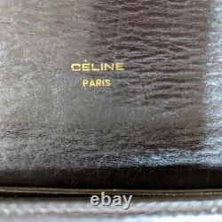 Vintage Celine Leather Shoulder bag Horse Carriage Dark Brown Rank B Auth B344