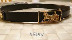Vintage Celine Paris leather belt with horse
