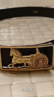 Vintage Celine Paris leather belt with horse