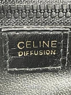 Vintage Celine Shoulder Bag Horse Carriage Leather Black Authentic