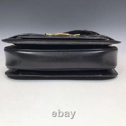 Vintage Celine Shoulder Bag Horse Carriage Leather Black W10 x H7 x D2.5