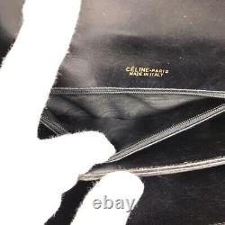 Vintage Celine Shoulder Bag Horse Carriage Leather Black W10 x H7 x D2.5